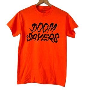 Doom Sayers Squiggle Bright Orange Men's T-Shirt Skateboarding Small